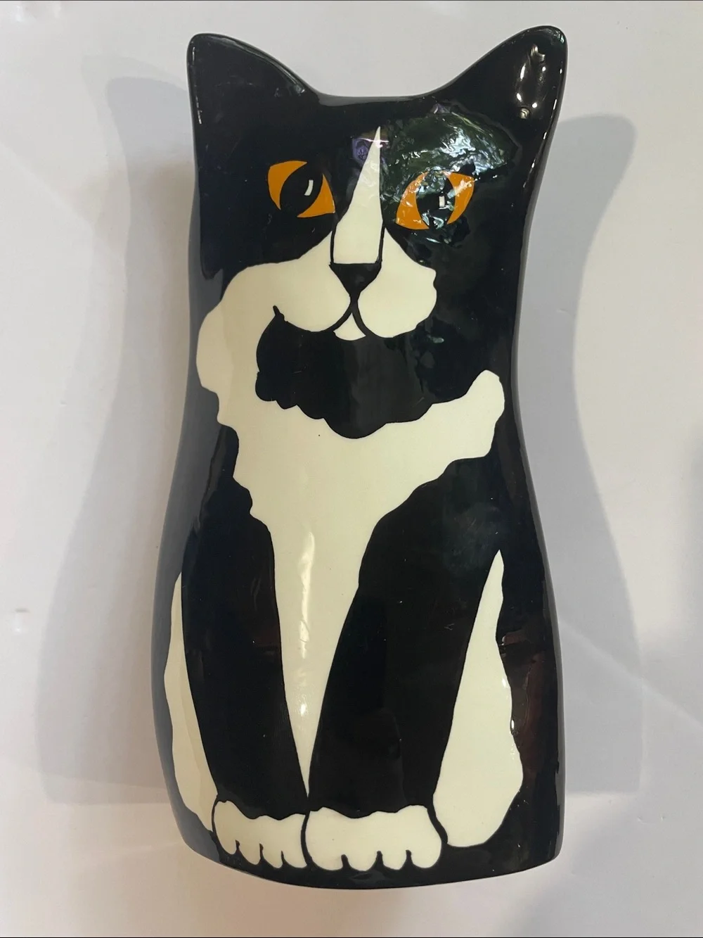 2001 Vintage Nina Lyman Black & White Cat Ceramic Vase Decor for Pets Lovers